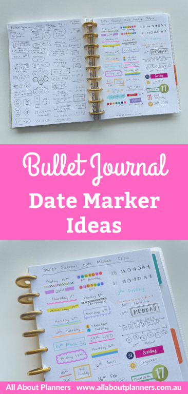 Bullet journal date marker ideas (minimalist and colourful)